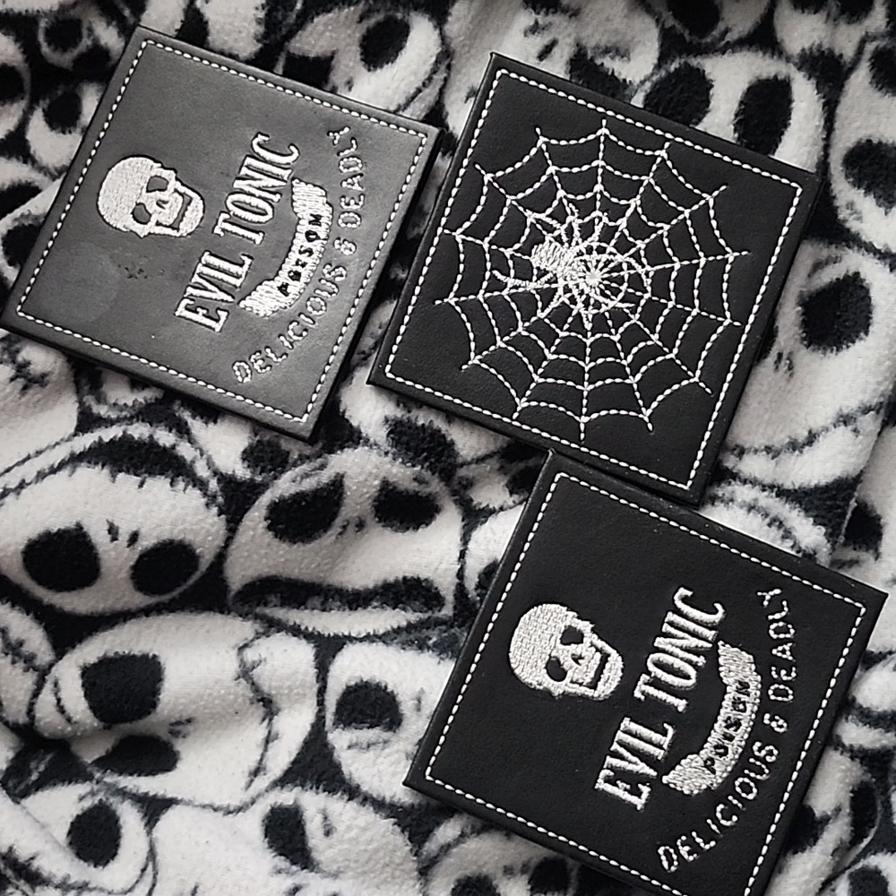 Leather embroidered Halloween Coasters